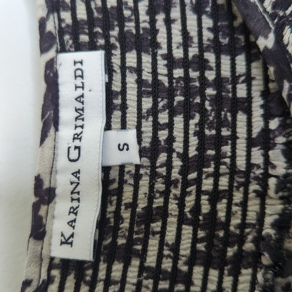 Karina Grimaldi Silk Oversized Balloon Sleeve Floral Print Top Black Ivory M - Picture 5 of 14